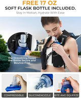 Running Vest for Women Men, Lightweight Hydration Runner Vest with Transparent Waterproof Phone Pocket, 17oz Soft Flask, Adjustable Chest Straps Reflective Backpack for Hiking Cycling Jogging