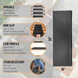 Indoor/Outdoor Hose-Wash Fingertip Nibs Design Non-Slip Rubber 10" x 30" Modern Stair Treads for Stairs, Garage, Patio, 5 Pack, Black Nib