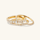 10 PCS 14K Gold Rings for Women, Simulated Diamond Criss Cross, Size 11