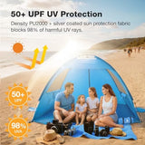 CAMEL CROWN Beach Tent UPF 50+ Sun Shelter for 2/3/5/6 Person, Lightweight Portable Sun Shade with Sand Anchor, Family Beach Day & Outdoor Adventures