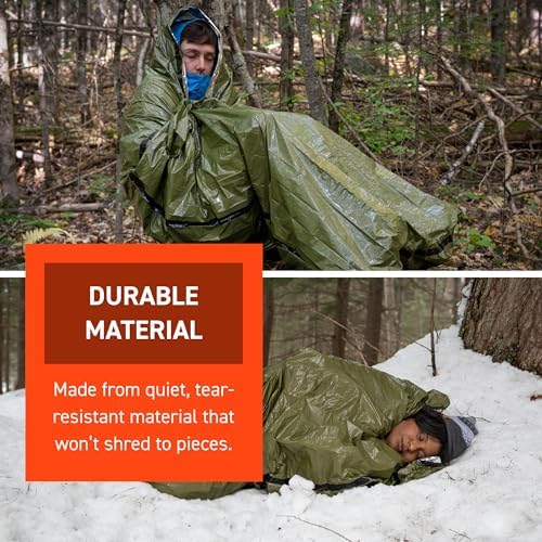 Survive Outdoors Longer 90% Emergency Bivvy - Comes with Survival Whistle & Tinder Paracord Drawstring - Add to Emergency Kit & Hiking Gear - Waterproof, Windproof & Tear-Resistant