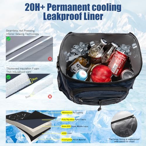 Backpack Cooler Insulated Leak Proof for Men Wowen 36 Cans Soft Cooler Backpack Insulated Waterproof Large Capacity Coolers Bag Portable for Lunch Camping Travel Picnic Hiking