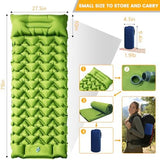 Camping Sleeping Pad, 4in Thick Ultralight Inflatable Camping Mat with Pillow, Built-in Foot Pump Sleeping Mat, Wide Compact Camping Pad for Travel Tent Hiking Backpacking Trip Car Camp Gear