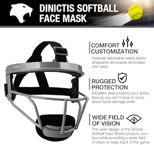 Dinictis Softball Face Mask, Lightweight, Comfortable, with Wide Field Vision, Durable and Safe Face Guards, Premium Protective Softball Fielder's Mask