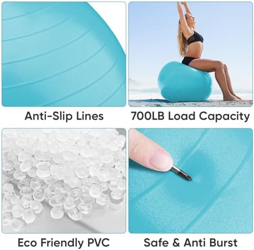 APEXUP Yoga & Pilates Ball - Anti Slip Heavy Duty Gym Ball for Fitness, Balance & Core Workout