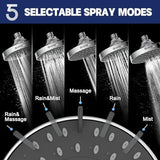 HOPOPRO 5-Mode High Pressure Shower Head - The Washington Post, NBC News, Today TV Show Recommended - High Flow Fixed Showerheads (6 Inch Chrome)
