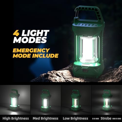 Favourlite Camping Lantern, 1500LM Camping Light 3000 Capacity Phone Charger LED Impact-Resistant Flashlight Lantern Portable Waterproof Hurricane Lanterns for Power Outages (Green+Green)