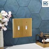 Rio Salto BRASS Modern Metal Gold Outlet Cover or Light Switch Cover Wall Plate Toggle Switch 2-Gang Double Toggle Light Switch Covers Wall Plate Wallplate Decorative Gold 2 Gang STANDARD SIZE