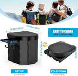 Portable Camping Toilet, Foldable Toilet for Adults with Detachable Phone Shelf and Toilet Paper Holder, Waterproof Porta Potty with Lid for Camping, Hiking, RV Travel, Road Trips