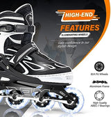 2PM SPORTS Vinal Girls Adjustable Flashing Inline Skates, All Wheels Light Up, Fun Illuminating Skates for Kids Men Adult Women and Boys