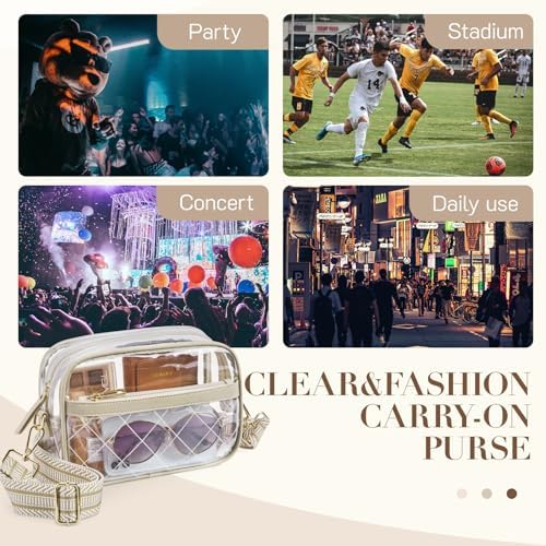 Missnine Clear Bag for Stadium Events Quilted Clear Purse for Women Stadium Approved PVC Crossbody Concert Bag