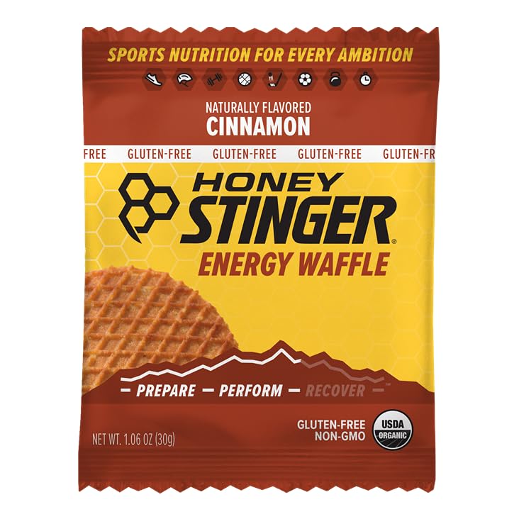 Honey Stinger Organic Gluten Free Cinnamon Waffle, Energy Stroopwafel for Exercise, Endurance and Performance, Sports Nutrition for Home & Gym, Pre and Post Workout, Box of 16 Waffles, 16.96 Ounces