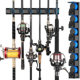 PLUSINNO Fishing Rod Holders - V6 Vertical Support for Extra Large & Heavy Fishing Rod Combos, Garage & Wall Mounted Rack Storage