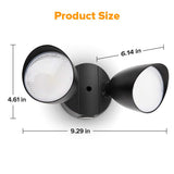 LUTEC 6222B 3500 Lumen 32 Watt 28 LED Dual-Head Floodlight Outdoor, Full Metal Design, Waterproof Exterior Security Wall Light 5000K for Patio, Garden, Yard-Black