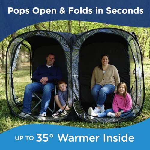 WeatherPod® The Original Shark Tank Side-by-Side™ 2-4 Person Pop-Up Pod - Stay Warm, Dry, and Out of The Sun - Weather Pod for Sports, Rain, or Wind - Simple to Set Up and Tear Down