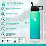 HYDRO CELL Stainless Steel Insulated Water Bottle with Straw - For Cold & Hot Drinks - Metal Vacuum Flask with Screw Cap and Modern Leakproof Sport Thermos for Adults (Mint/Green 24oz)