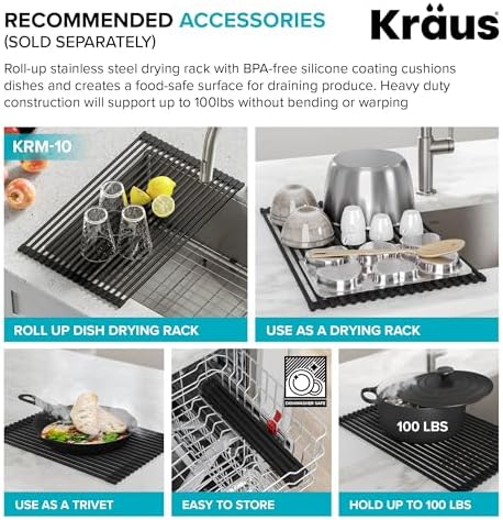 Kraus KHU101-24L Standart PRO 24-inch Undermount 16 Gauge Single Bowl Laundry and Utility Sink, 24 Inch, Tight Radius