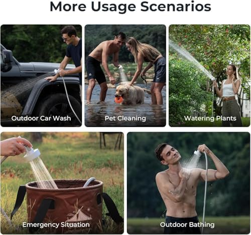 FLEXTAILGEAR MAX Shower Portable Shower for Camping, Rechargeable Outdoor Camping Shower, Portable Shower Pump with USB-C,Shower Pump for Hiking, Car wash, Pet Cleaning, Beach Vacations