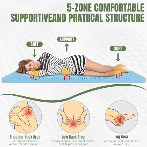 HOMBYS 3 Inch Thick Memory Foam Camping Mattress for Outdoor Sleeping, Roll Up Porable Camping Pad Mat with Knitted Cover for Travel Truck Bed Tent