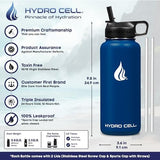 HYDRO CELL Stainless Steel Insulated Water Bottle with Straw - For Cold & Hot Drinks - Metal Vacuum Flask with Screw Cap and Modern Leakproof Sport Thermos for Adults (Navy 32oz)