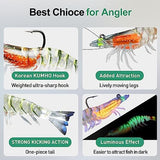TRUSCEND Pre-rigged Fishing Jig Lures for Freshwater and Saltwater, Innovative Super Durable TPE Bass Lures, Lifelike Shrimp Crayfish Swimbait, Weedless Lure for Crappie Trout Walleye, Keep Separately