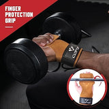 Weight Lifting Wrist Strap, Double Layer Leather Wrist Strap for Deadlift and Powerlifting, Adjustable Neoprene Padded Gym Workout Lifting Hooks (Pair)