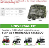 10L0L 2/4/4+2 Passenger Golf Cart Cover Fits for Yamaha EZGO Club Car, 420D Waterproof Durable Polyester Golf Cart Cover with Three Zipper Doors Windproof Sunproof - Black/Army Green/Sliver