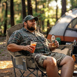Overmont Oversized XL Camping Chair for Adults - 450lbs Support Heavy-Duty Padded Folding Chair with Side Pocket Cup Holder Cooling Bag for Outdoor Sports Garden Beach Fishing Lawn Khaki