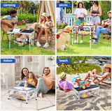 Sportneer Folding Table: Adjustable Height Camping Essentials 23.6" L x 15.7" W 3 Height with Mesh Layer - Compact & Portable Small Folding Table for Outdoor Camp Garden Picnic BBQ Dining Cooking