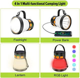 LED Camping Lantern, 1500 Lumens Camping Lantern Rechargeable with Solar Panel Charging, Waterproof, 8 Light Modes, 7500mAh Power Bank, Camping Flashlight for Hurricane Emergency, Hiking, Outdoor