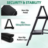 2 Step Ladder Folding Step Stool, Heavy Duty 330 Lbs Load Stepladder, Small Kitchen/Closet Ladder for Adults/Kids, Lightweight Step Ladder 2 Step Folding with Anti-Slip Wide Pedal for Home by OOSOFITT