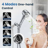 Filtered Shower Head with Handheld,High Pressure Shower Head 4 Spray Modes,ShowerHead with ON/OFF Switch for Pets,Built-in Power Wash to Clean Tub,Shower Heads Combo with Stainless Steel Hose