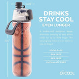 O2COOL Mist 'N Sip Misting Water Bottle 2-in-1 Mist And Sip Function With No Leak Pull Top Spout Reusable Sports Water Bottle - 20 oz (2 Pack Basketball)
