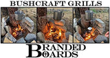 Portable Bushcraft Stainless BBQ Cooking Grill Grate, Bamboo Cutting Board, Burlap Bag, Mini Knife, Fire Starter Kits. Camping, Campfires, Backpacking, Hunting & Fishing Gear