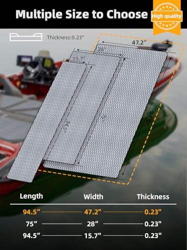 FOCEAN Boat Flooring EVA Foam Boat Decking Marine Mat Non-Slip Self-Adhesive Flooring Sheet for Motorboat Kayak Surfboard Garden Floor Swimming Pools, 94.5''x 47.2'', Grey with Black Lines