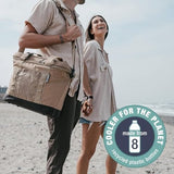 CleverMade Collapsible Cooler Bag, 30 Can Beach & Travel Car Cooler, Folding Soft Cooler, Shoulder Strap, Bottle Opener, Great Car Coolers for Travel, Leak Proof Cooler Bag [Cool Gray/Cognac]