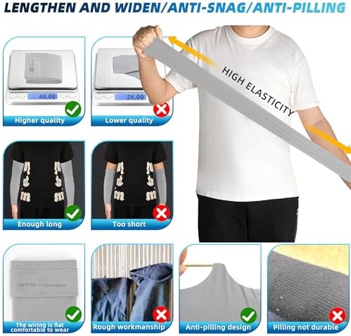 BHYTAKI UV Sun Protection Arm Sleeves, UPF 50 Sports Cooling Arm Compression Sleeves for Men Women Teenager