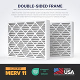 BNX TruFilter 20x25x4 (19.5’’ x 24.5’’ x 3.63‘’ Slim Fit) MERV 11 Air Filter 2-Pack - MADE IN USA - Air Conditioner Furnace Filters HVAC AC Furnace Filters for Allergy Dust, Pet, Mold, MPR 1200 FPR 7