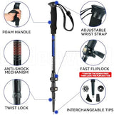 Collapsible Trekking Poles 2 Pack - Adjustable Aluminum Hiking Poles, Lightweight Nordic Walking Sticks for Women, Men, Seniors, Kids, Backpacking