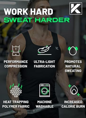 Kewlioo Men's Heat Trapping Pullover Sweat Enhancing Vest - Sauna Suit Shirt Compression Vest Shapewear Top for Gym Exercise