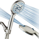 Hotel Spa AquaCare High Pressure 8-mode Handheld Shower Head - Anti-clog Nozzles, Built-in Power Wash to Clean Tub, Tile & Pets, Extra Long 6 ft. Hose, Wall & Overhead Brackets - 1.8 GPM