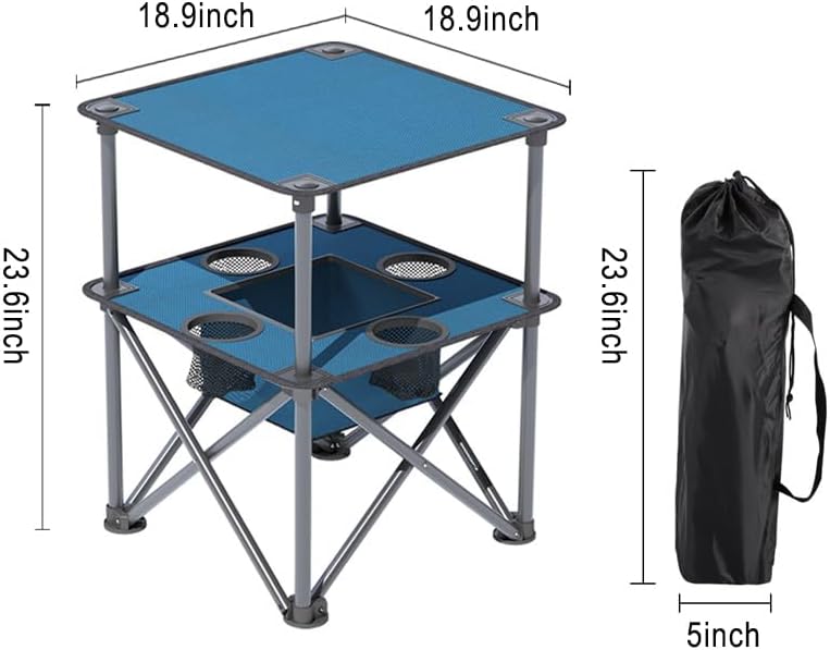 Folding Camping Table,Beach Tables for Sand Foldable,Camp Table,Comes with 4 Cup Holders and Storage Bags,Quick Unfolding and Folding，Suitable for Camping