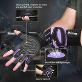 ihuan Ventilated Weight Lifting Gym Workout Gloves with Wrist Wrap Support for Men & Women, Full Palm Protection, for Weightlifting, Training, Fitness, Hanging, Pull ups