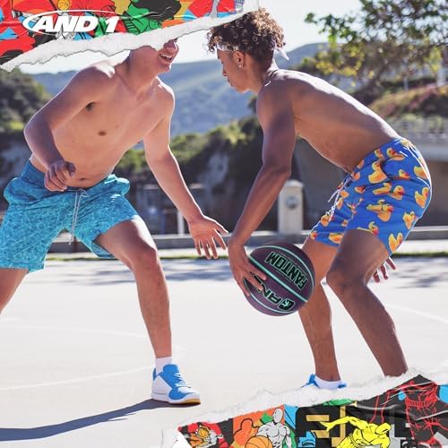 AND1 Fantom Rubber Basketball: Official Regulation Size 7 (29.5 inches) Rubber Basketball - Deep Channel Construction Streetball, Made for Indoor Outdoor Basketball Games