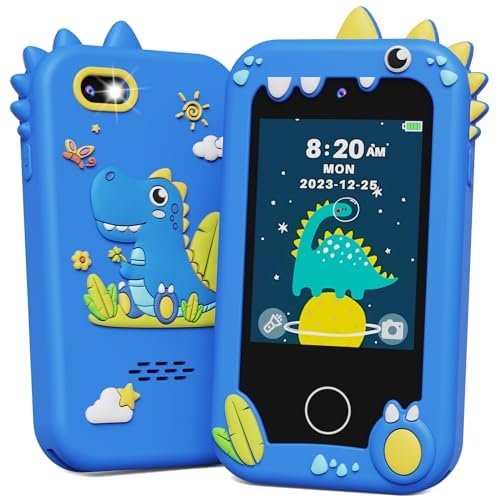 KOKODI Kids Smart Phone, Touchscreen HD Dual Camera Cell Phone for Kids, Christmas Birthday Gifts Dinosaur Child Play Phone for Boys 3-10, Travel Toy Preschool Learning Education Toy
