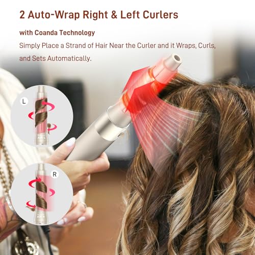 5 in 1 Hair Air Styler - Hair Dryer Brush 110000 RPM for Fast Drying & Hot-Air Auto Wrap Curlers for Curling, Frizz-Free Blow Dryer Brush for Straightening Volumizing No Heat Damage