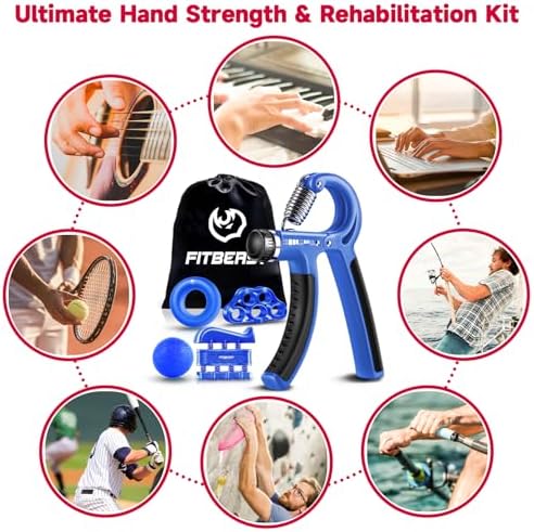 FitBeast Grip Strengthener Forearm Strengthener Hand Grips Strengthener Kit - 5 Pack Adjustable Resistance