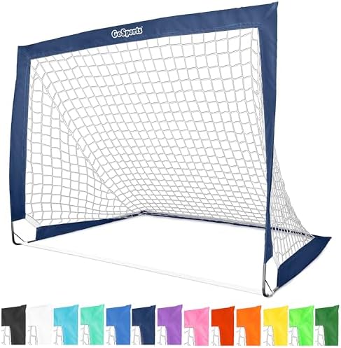GoSports Portable Soccer Goals for Kids - 13 Color Options - Choose 4 x 3 ft or 6 x 4 ft - Team Tone Pop Up Nets for Backyard