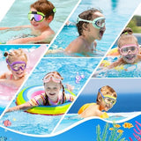 Vvinca Kids Swim Goggles for Age 2-8, Toddler-Goggles with Fabric Strap No Leak Pain-Free, Anti-Fog Goggles for Girls Boys