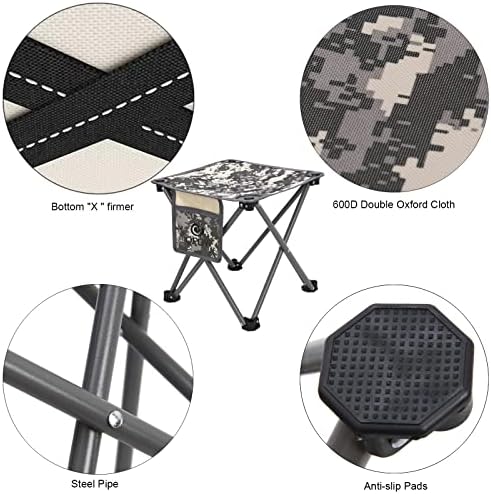Opliy Camping Stool 2 Pack,13.5 Inch Portable Folding Stool for Outdoor Gardening and Beach Hiking Fishing,Foot Stool with Carry Bag (Camouflage)